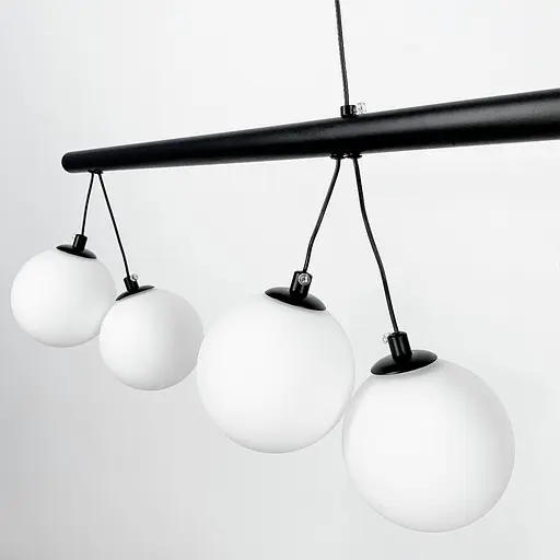 Видовжена чорна люстра з білими плафонами Line.F G 336/8L BK - фото 6