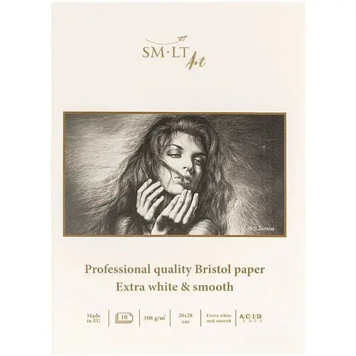 Блокнот для графики SM-LT Art Pro Create (Bristol) 20х28см 308г/м2 10л экстра белая бумага - фото 1