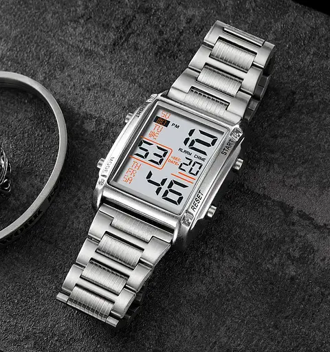 Чоловічий наручний годинник Skmei 2206 (Сріблястий з білим циферблатом) - фото 5