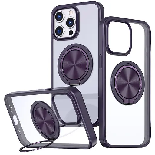 Чохол Epik TPU+PC Metal Ring with MagSafe для Apple iPhone 13 Pro Max 6.7/12 Pro Max 6.7 Темно-фіолетовий - фото 1