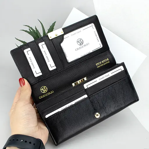 Гаманець жіночий шкіряний Gregorio GS-100 класичний чорний - фото 5