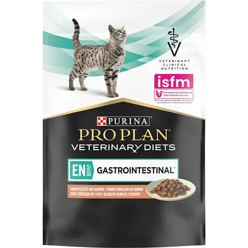 Уцінка. Вологий корм для кошенят та дорослих котів Purina Pro Plan Veterinary Diets EN Gastrointestinal з лососем 850 г (10 шт. x 85 г) (12331739) - фото 4