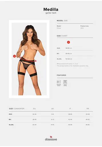 Пояс для панчох Obsessive Medilla XL/2XL чорний - фото 7