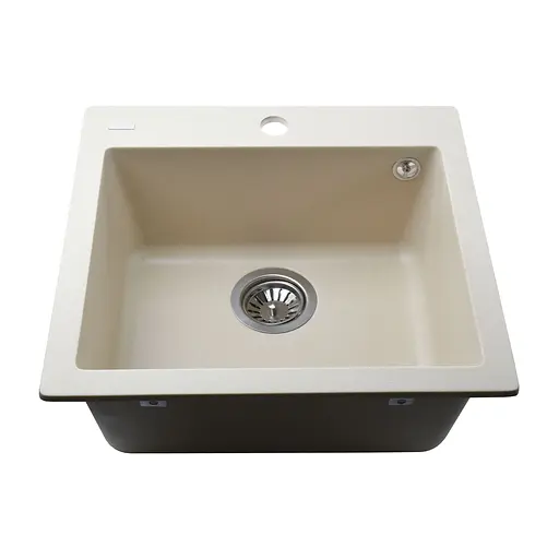 Гранітна мийка Globus Lux Aosta слонова кiстка 490x455мм - фото 2