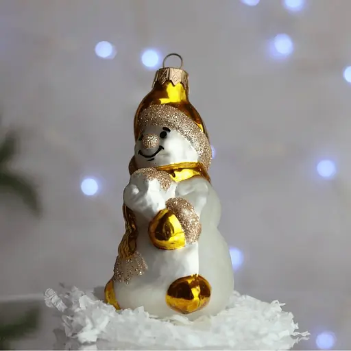 Ялинкова прикраса Санта Шоп Кольоровий сніговик жовтий скло (4820001155495) - фото 3