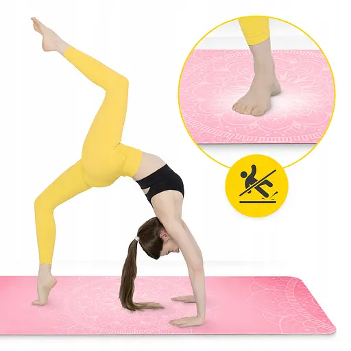 Коврик (мат) спортивный 4FIZJO замша 183 x 61 x 0.15 см для йоги и фитнеса Pink (P-5905973404419) - фото 4