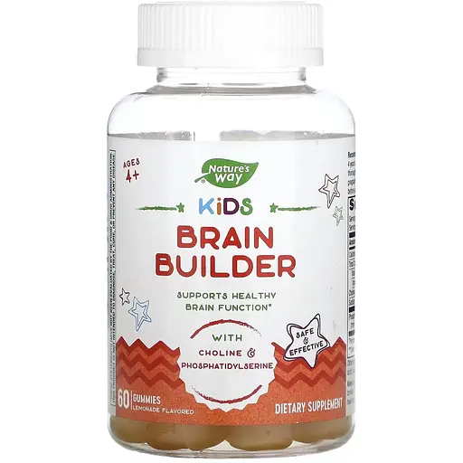Набор: поддержка функций мозга для детей Nature's Way Kids Brain Builder 60 жевательных конфет + добавка Nature's Way здоровье мозга, ясность мышления 40 капсул - фото 2