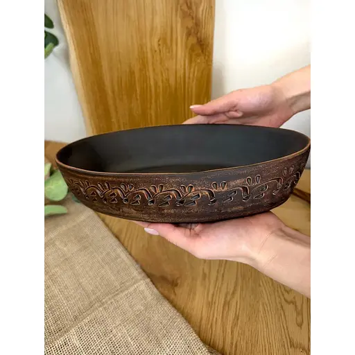 Блюдо під холодець керамічне (глиняне) різьблене Декор - фото 6