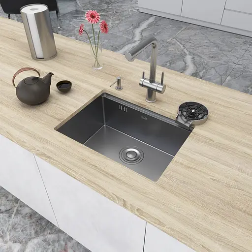 Кухонна мийка з нержавіючої сталі 1.5 мм під стільницю Nett NS-5742, Нержавіюча сталь - фото 3