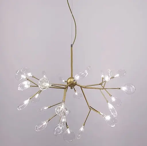 Современная каскадная листовая люстра в золотистом корпусе на 27 ламп Line.F Цвет плафона Графитовый - фото 6