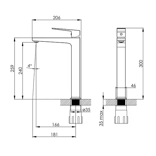 Смеситель для умывальника высокий Imprese Violik хром f03510801AB Хром - фото 2