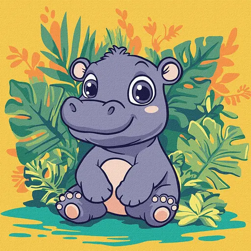 Картина по номерам "Бегемот в тропиках" KHO1260, 30х30 см