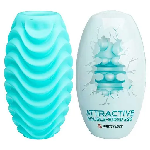Яйцо-мастурбатор текстурированное двустороннее силикон мужской аксессуар компактный бирюзовый