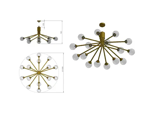 Люстра Dandelion PikArt арт. 24887 Чорний - фото 2