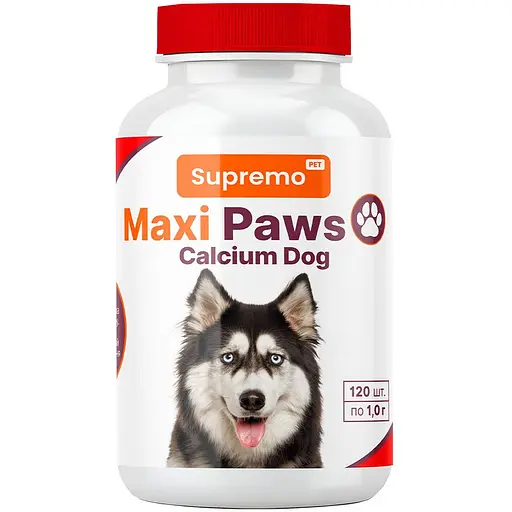 Вітаміни Supremo Maxi Paws кальцій для собак 1 г х 120 таб.