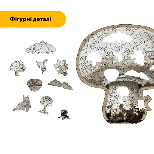 Деревянный фигурный пазл Шампиньона, А3, Картонная коробка 200 элементов. - фото 3