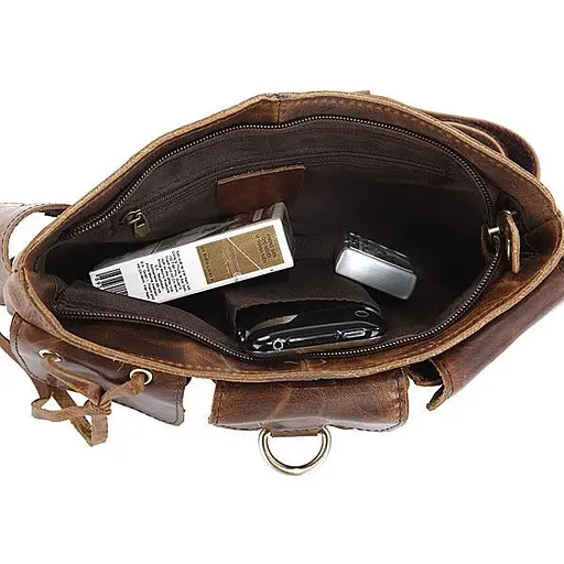 Шкіряна бананка John McDee 25.5х14х6.5 см sum0025630 - фото 5