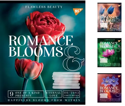 Тетради ученические 60 листов линия. YES Romance blooms 10 шт. в упаковке
