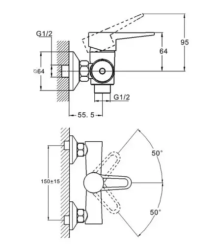 Смеситель для душа Zegor PUD5-B045 однорычажный с душевым набором Хром 30412 - фото 2