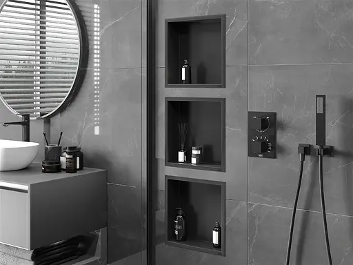 Полка в ванную встроенная Nett YB-29, 30 см Черный - фото 4