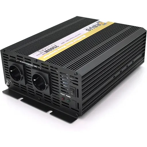 Інвертор напруги Orbus ORMS2500 (2500Вт), 12/220V, approximated, 2 Shuko, 2 клемні дроти, 9 запобіжників, Box.Q20