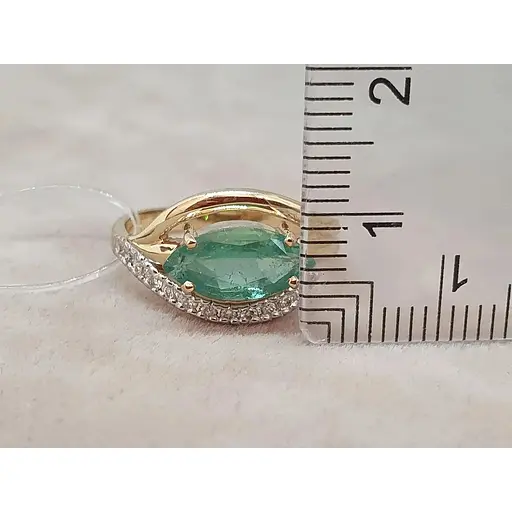 Золотое кольцо АЛЬБИНА с бриллиантами и изумрудом. 11156 17 - фото 6