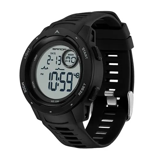 Наручний годинник чоловічий 2125 Black-White Sanda acs0030950