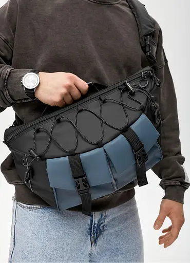 Мужская сумка-бананка под ноутбук Sambag Urban Pro черно-синяя 46×26 см (51411215m) - фото 10