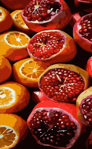 Набор для росписи по номерам Сочный гранат и апельсин, Strateg, 50x25 см, WW015