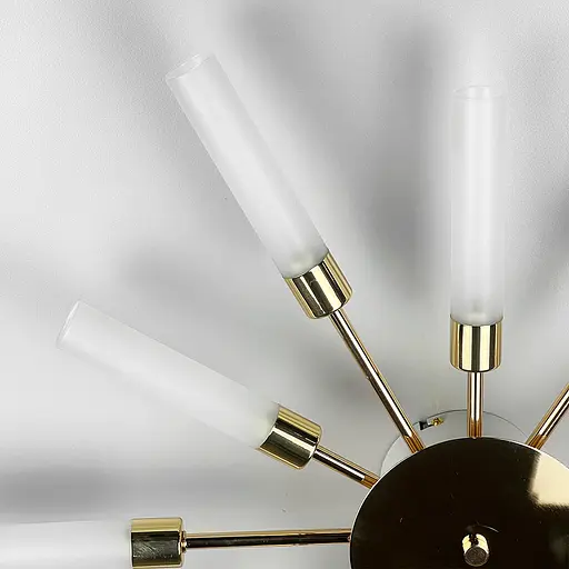 Потолочная золотая люстра в форме солнечных лучей на 12 плафонов G9 Ø 69х8 см Line F | Ст. 1276/12 GD - фото 2