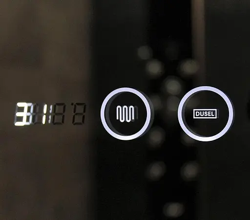 Дзеркало Dusel Led DE-M0065D Black 100x75 см сенсорне включення + підігрів+ годинник/темп, Чорний - фото 5