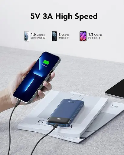 Акумулятор Charmast 10400mAh Power Bank USB C зі світлодіодним дисплеєм Тип C - фото 3
