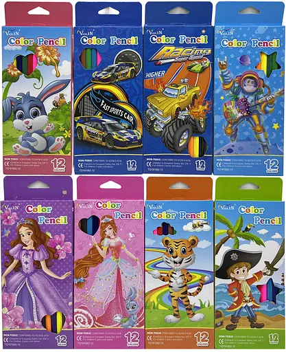 Карандаши пластиковые Принцесса, Машины, Зверята, 12 цветов (в ассортименте) - фото 2