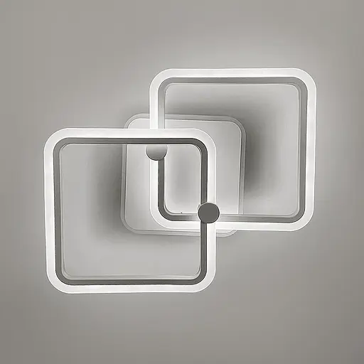 Потолковая минималистичная LED люстра в белом металлическом корпусе 50х43 см | Line F | Ст. 2503/2 WT - фото 3