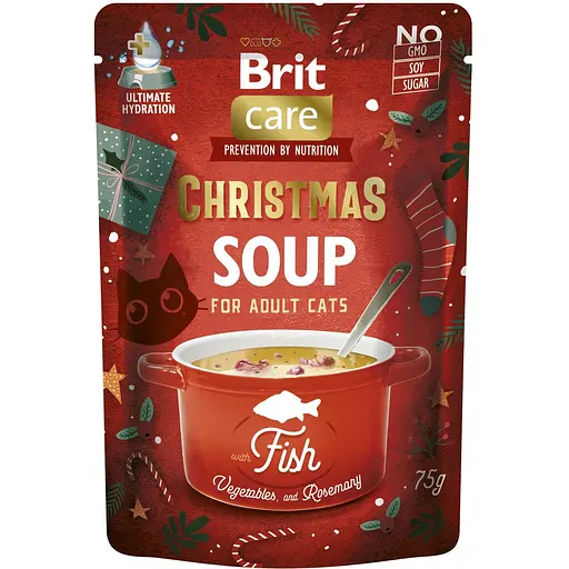 Влажный корм Brit Care Christmas для кошек рождественский суп с рыбой 75 г