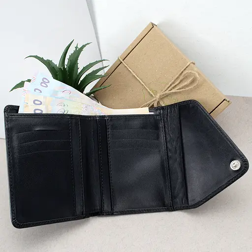 Гаманець жіночий шкіряний маленький Sabrina чорний пітон - фото 2