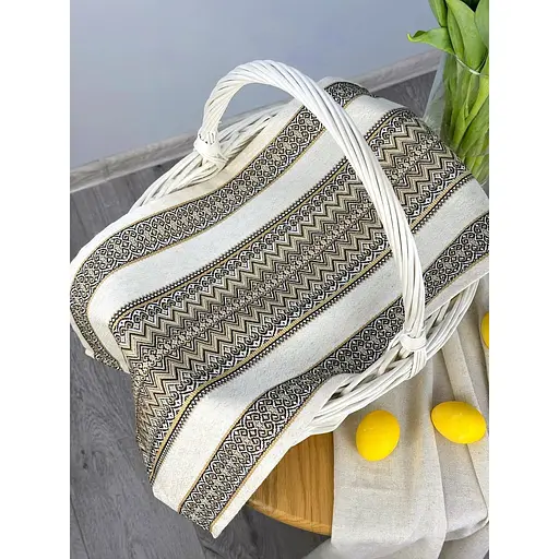 Пасхальное полотенце льняное для корзины Рандеву 70х30 см Коричневый - фото 6