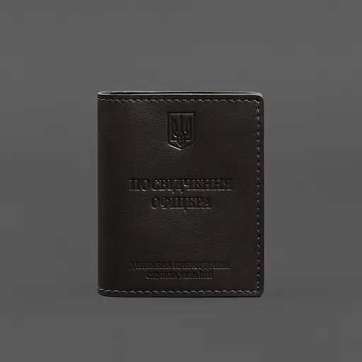 Кожаная обложка для удостоверения офицера ГНСУ (три кармана) темно-коричневая - фото 8