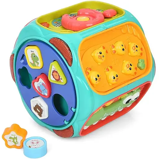Интерактивная развивающая игра-куб 856 с музыкой, светом и сортером - фото 3