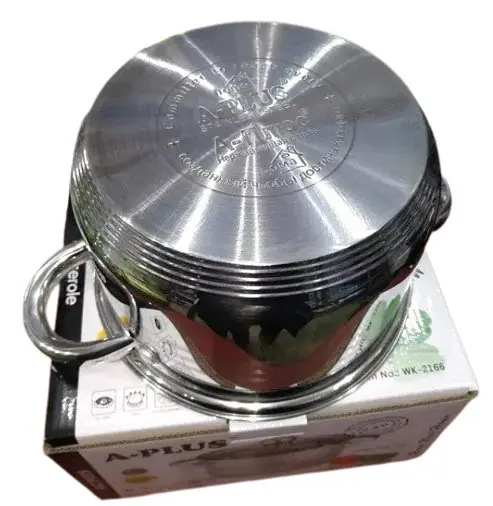 Кастрюля A-Plus WK-2167 3.9 л из нержавеющей стали со стеклянной крышкой с многослойным дном - фото 5