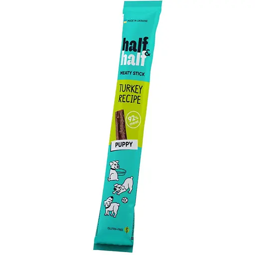 Лакомство для щенков Half & Half мясная палочка с индейкой 12 г