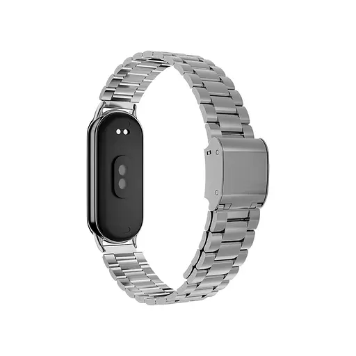 Ремешок для фитнес-браслета Tamister для Xiaomi Mi Band 8 и 9 металлический тип В с застежкой серебристый - фото 3