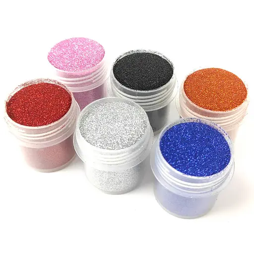 Набір гліттера для біо-тату «№1 Великий» glitter-set-big-6x-1, 6 кольорів по 12 мл - фото 2