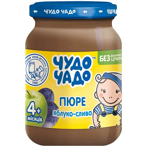 Упаковка пюре Чудо-чадо Яблуко та слива з цукром 1.02 кг (170 г х 6 шт.) - фото 2
