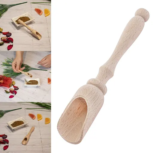 Ложка совок дерев'яний для цукру, спецій та сипучих продуктів 15 см, Woodly Бежевий 86268 - фото 4