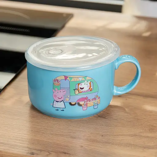 Миска для локшини Yiwu порцелянова Summer Time 770 мл з герметичною кришкою блакитна HP-15-15 - фото 5