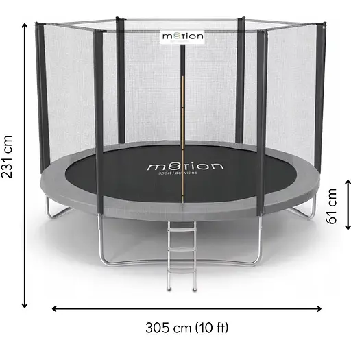 Батут Jumi Motion Sport Line 10ft (305см) з зовнішньою сіткою сірий - фото 2
