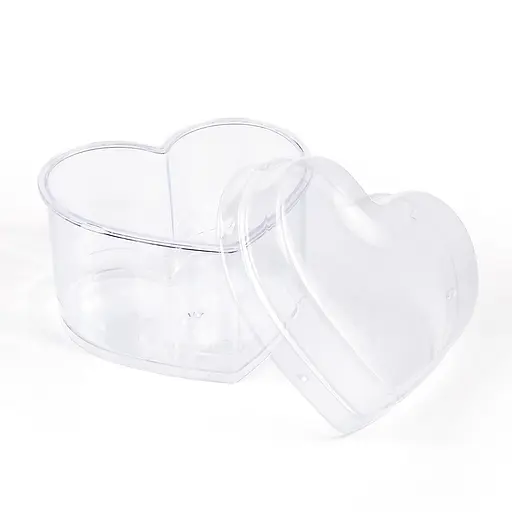 Пластиковая прозрачная коробка контейнер для десертов с крышкой в форме сердца 9х8.5х2.5 см для многоразового использования УЦЕНКА Прозрачный u88309 - фото 3