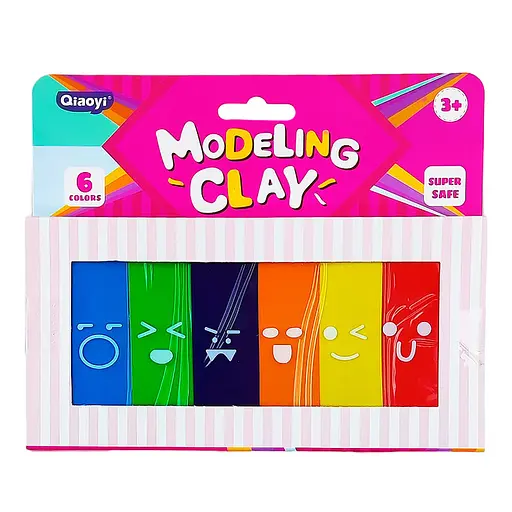 Пластилін "Modeling Clay" Bambi 8022 самозастигаючий, 6 кольорів, 100 грам - фото 1