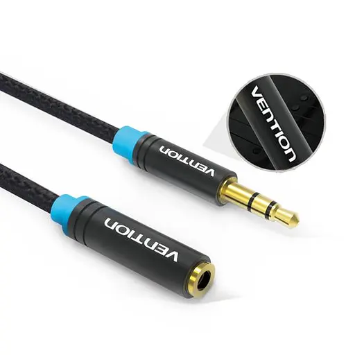 Кабель Vention Audio 3.5 mm M - 3.5 mm F, 5 m, Black (VAB-B06-B500-M) - фото 2